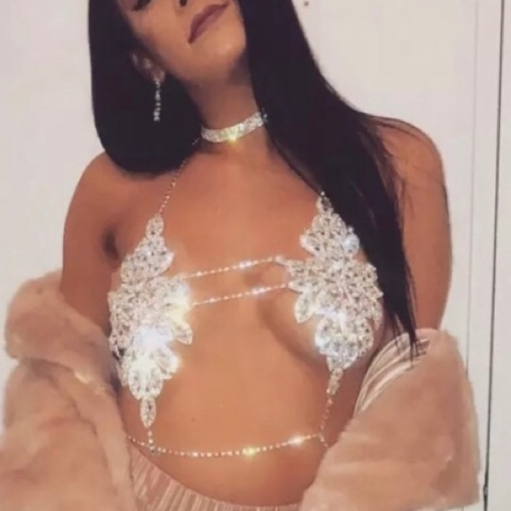 Sexy Diamond Bra Club Top Party Rave